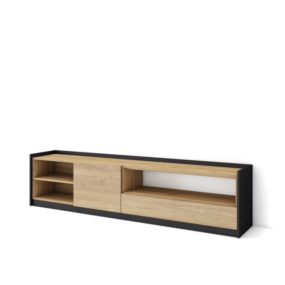 Wohnli Möbelsuche - TV-Möbel Holzeffekt eiche und schwarz 208x37x50cm
