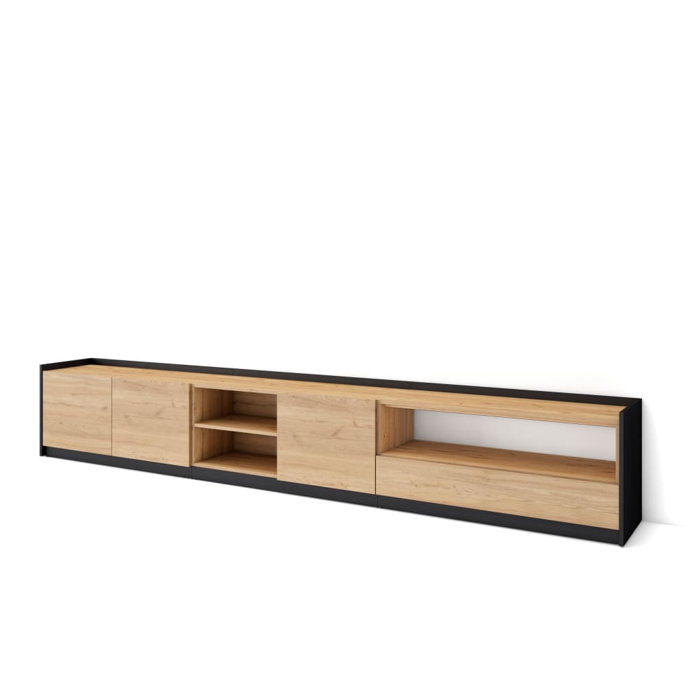Wohnli Möbelsuche - TV-Möbel Holzeffekt eiche und schwarz 310x37x50cm