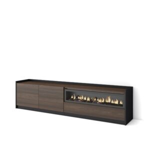 Wohnli Möbelsuche - TV-Möbel Holzeffekt Eiche schwarz 208x37x50cm Kamin mit Feuereffekt