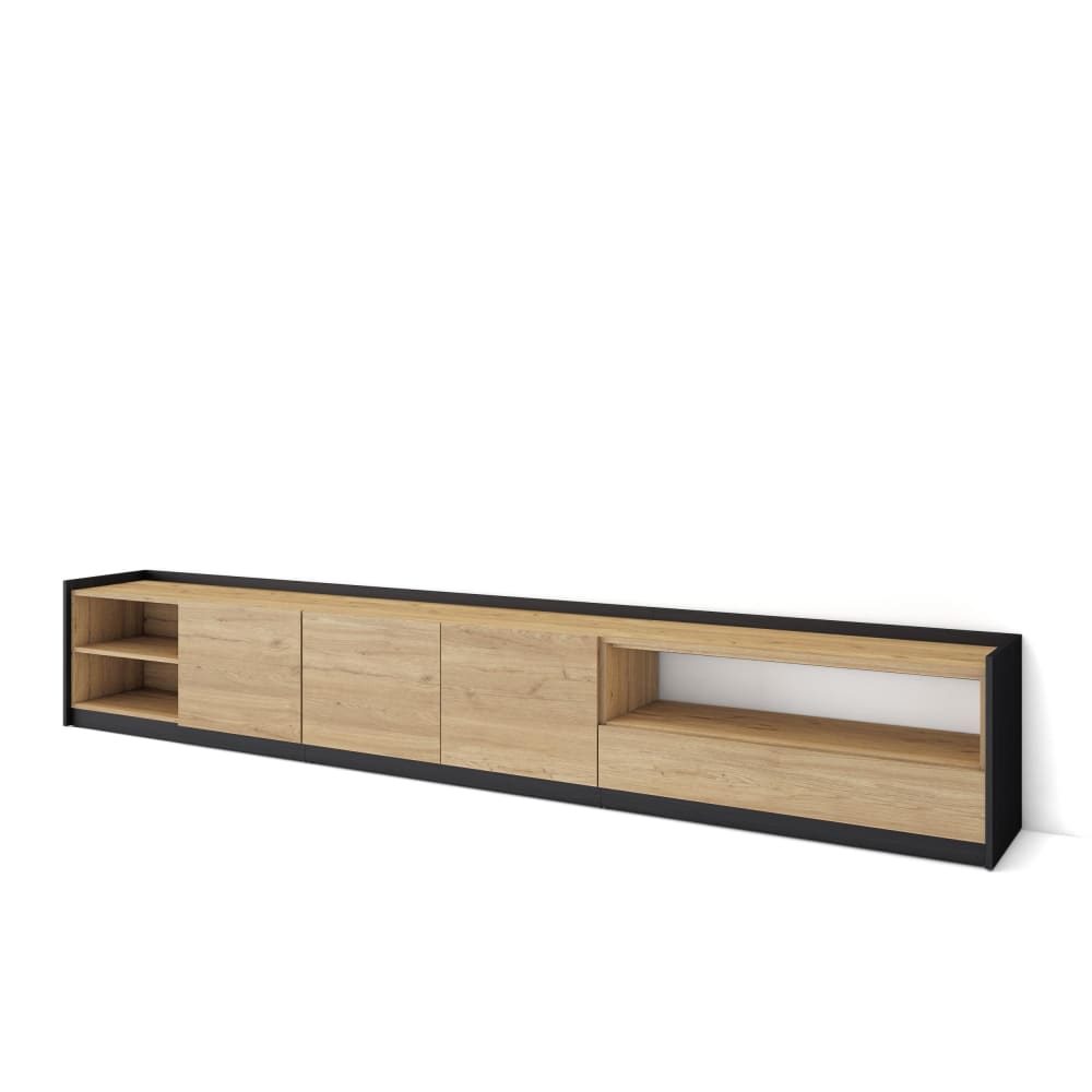 Wohnli Möbelsuche - TV-Möbel Holzeffekt eiche und schwarz 310x37x50cm