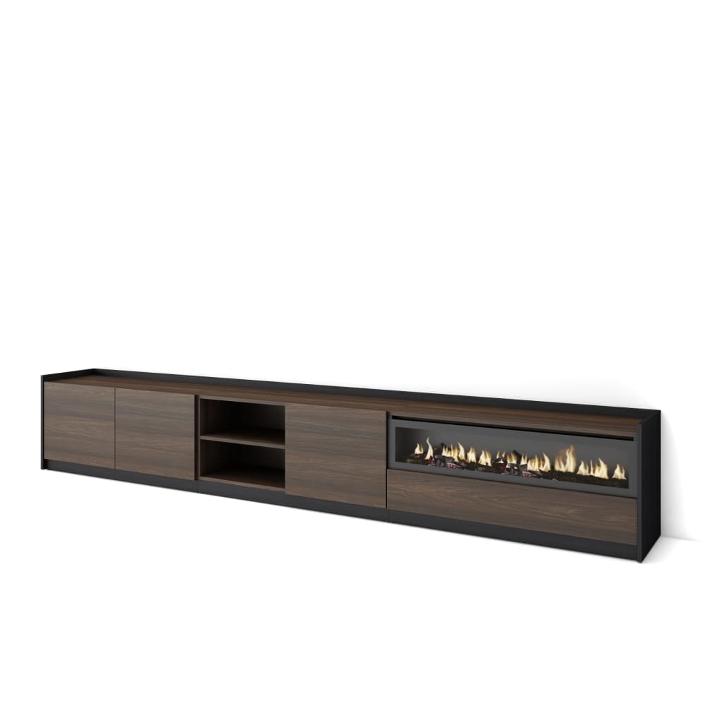wohnli-moebel-suche-M26030181 Wohnli Möbelsuche - TV-Möbel Holzeffekt Eiche schwarz 310x37x50cm Kamin mit Feuereffekt