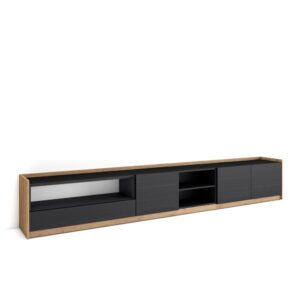 Wohnli Möbelsuche - TV-Möbel Holzeffekt schwarz und eiche 310x37x50cm