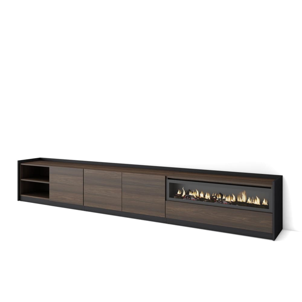 wohnli-moebel-suche-M26030188 Wohnli Möbelsuche - TV-Möbel Holzeffekt Eiche schwarz 310x37x50cm Kamin mit Feuereffekt