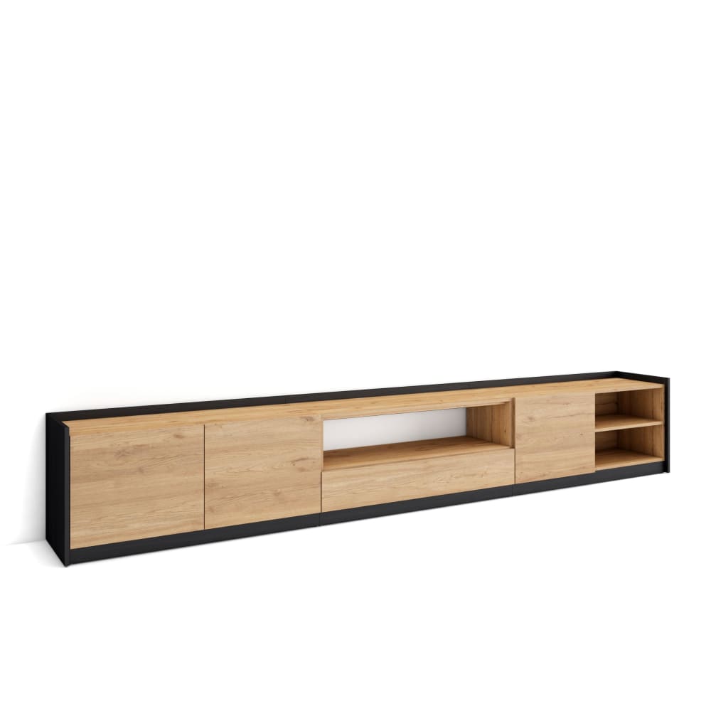 Wohnli Möbelsuche - TV-Möbel Holzeffekt eiche und schwarz 310x37x50cm