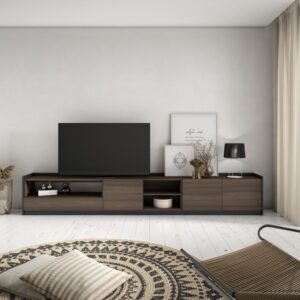 wohnli-moebel-suche-M26030194-1 TV-Möbel Holzeffekt dunkle Eiche und schwarz 310x37x50cm 310x50x37cm Spanplatte Braun Skraut home Möbel Wohnzimmermöbel TV-Möbel