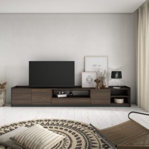 wohnli-moebel-suche-M26030197-1 TV-Möbel Holzeffekt dunkle Eiche und schwarz 310x37x50cm 310x50x37cm Spanplatte Braun Skraut home Möbel Wohnzimmermöbel TV-Möbel