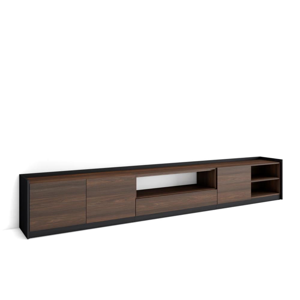 Wohnli Möbelsuche - TV-Möbel Holzeffekt dunkle Eiche und schwarz 310x37x50cm