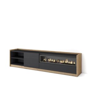 wohnli-moebel-suche-M26030198 Wohnli Möbelsuche - TV-Möbel Holzeffekt schwarz eiche 208x37x50cm Kamin mit Feuereffekt
