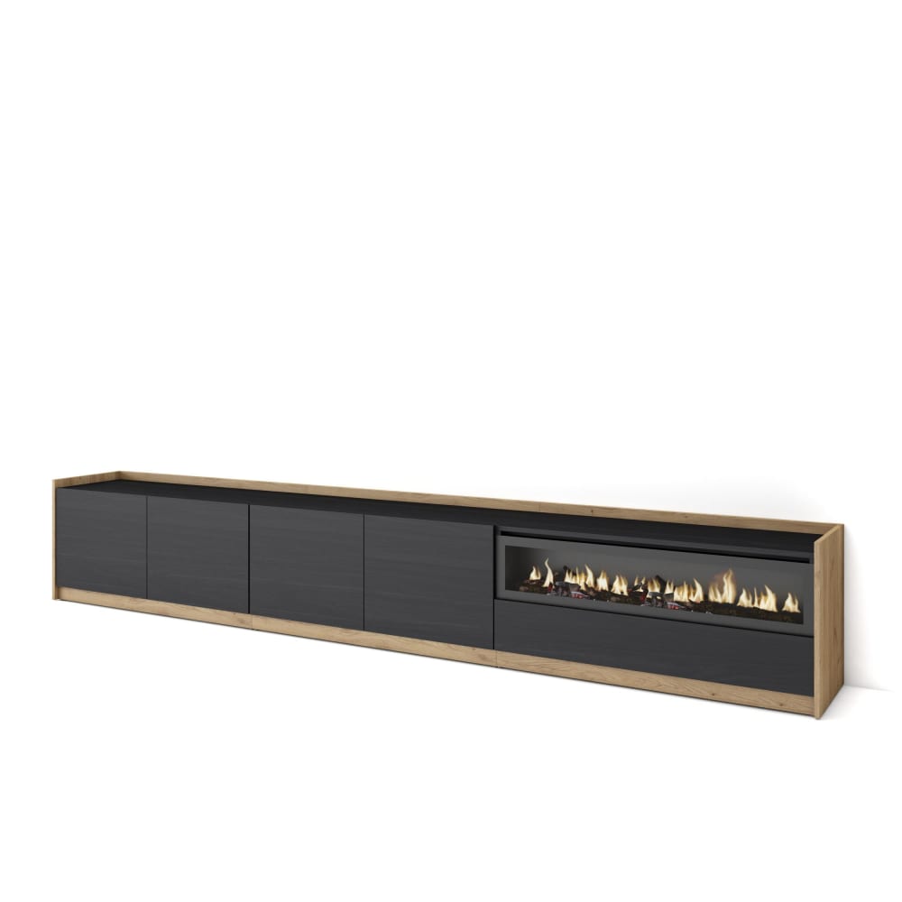 wohnli-moebel-suche-M26030199 Wohnli Möbelsuche - TV-Möbel Holzeffekt schwarz eiche 310x37x50cm Kamin mit Feuereffekt