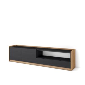 Wohnli Möbelsuche - TV-Möbel Holzeffekt schwarz und eiche 208x37x50cm