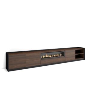 wohnli-moebel-suche-M26030206 Wohnli Möbelsuche - TV-Möbel Holzeffekt Eiche schwarz 310x37x50cm Kamin mit Feuereffekt