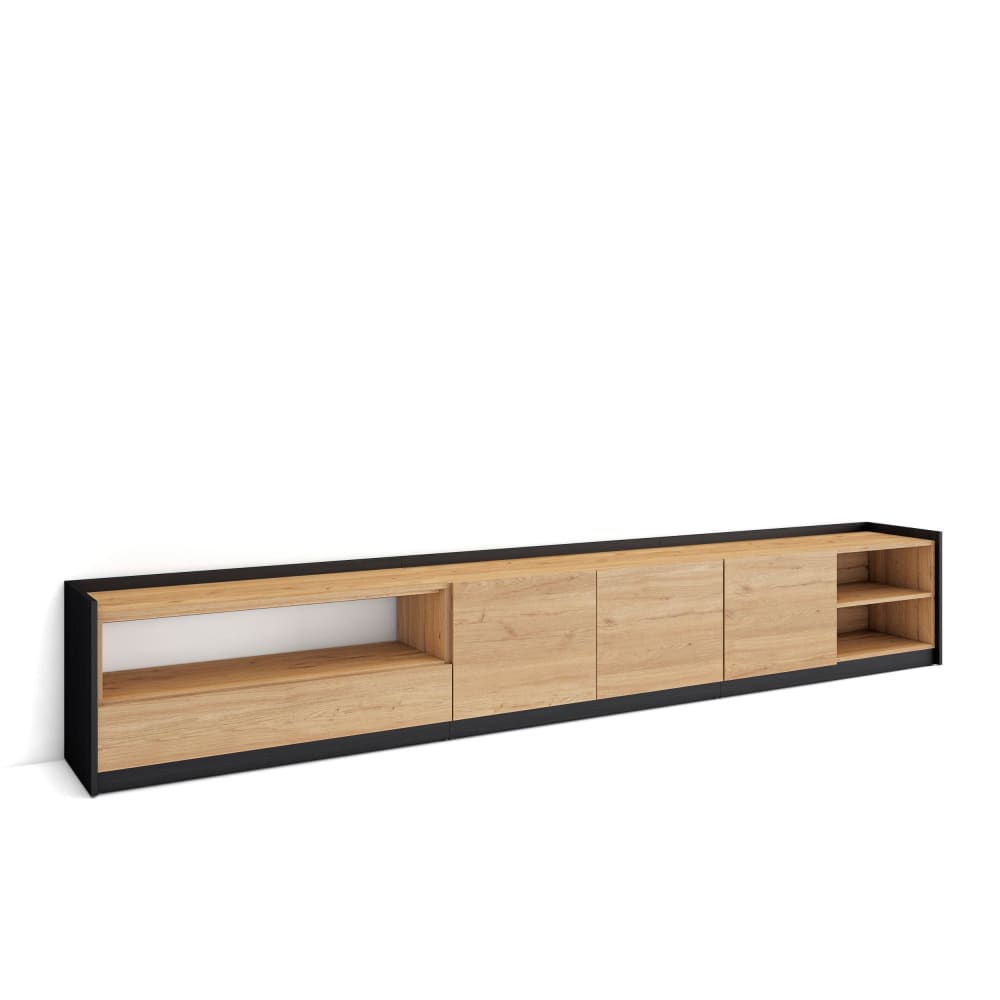 Wohnli Möbelsuche - TV-Möbel Holzeffekt eiche und schwarz 310x37x50cm