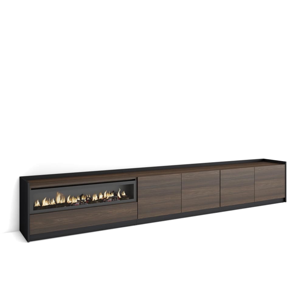 wohnli-moebel-suche-M26030213 Wohnli Möbelsuche - TV-Möbel Holzeffekt Eiche schwarz 310x37x50cm Kamin mit Feuereffekt