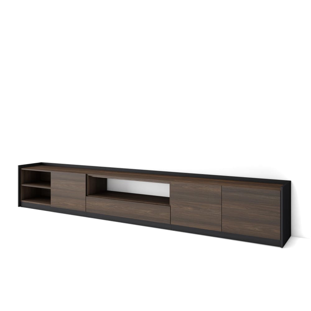 Wohnli Möbelsuche - TV-Möbel Holzeffekt dunkle Eiche und schwarz 310x37x50cm