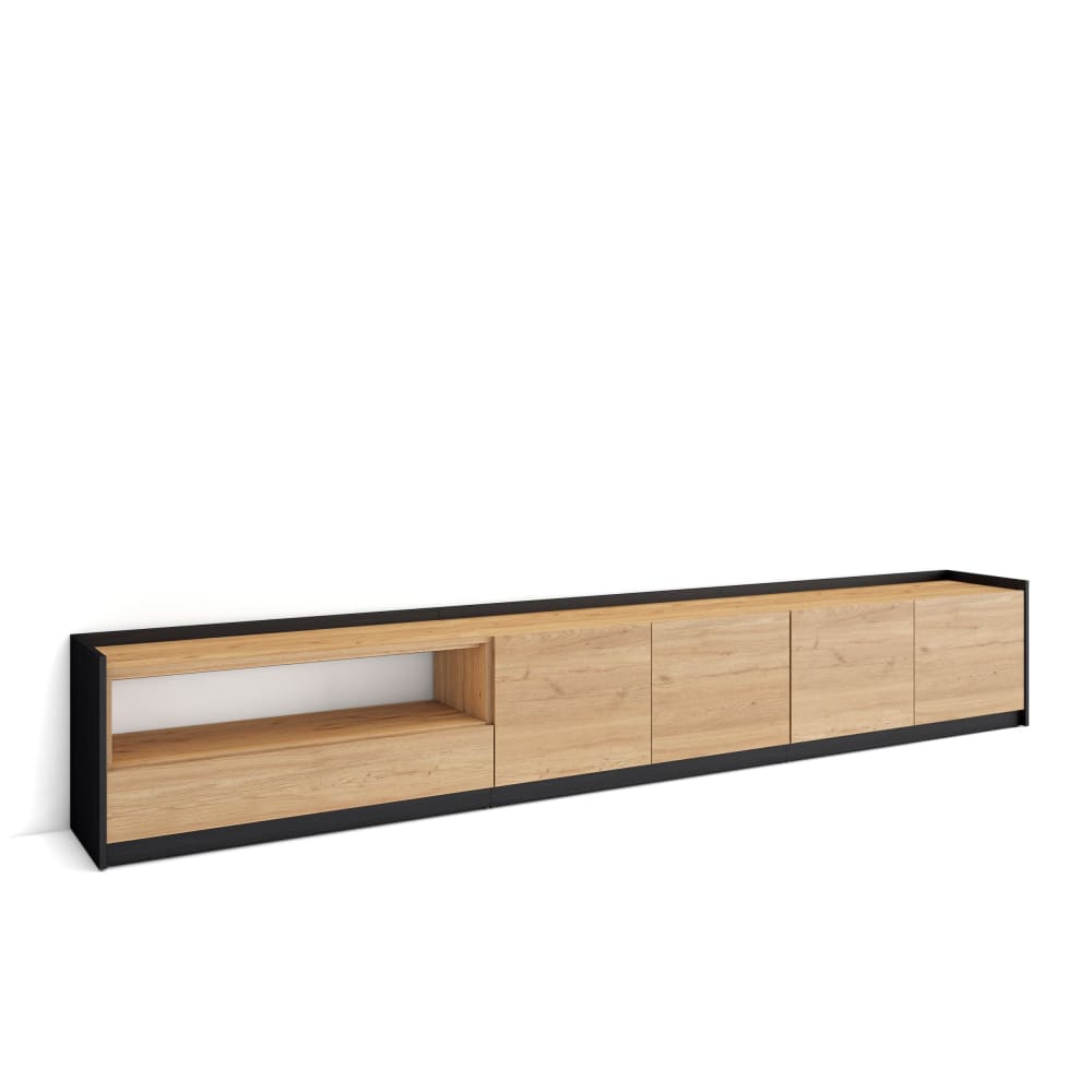 Wohnli Möbelsuche - TV-Möbel Holzeffekt eiche und schwarz 310x37x50cm