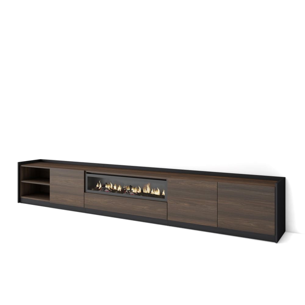wohnli-moebel-suche-M26030218 Wohnli Möbelsuche - TV-Möbel Holzeffekt Eiche schwarz 310x37x50cm Kamin mit Feuereffekt
