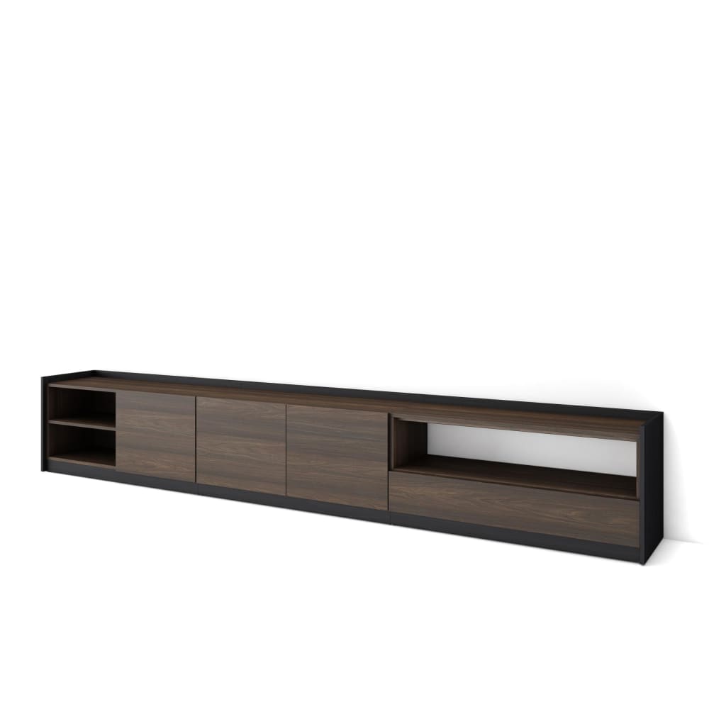 Wohnli Möbelsuche - TV-Möbel Holzeffekt dunkle Eiche und schwarz 310x37x50cm