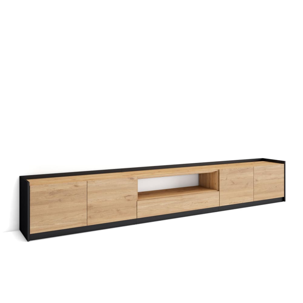 Wohnli Möbelsuche - TV-Möbel Holzeffekt eiche und schwarz 310x37x50cm