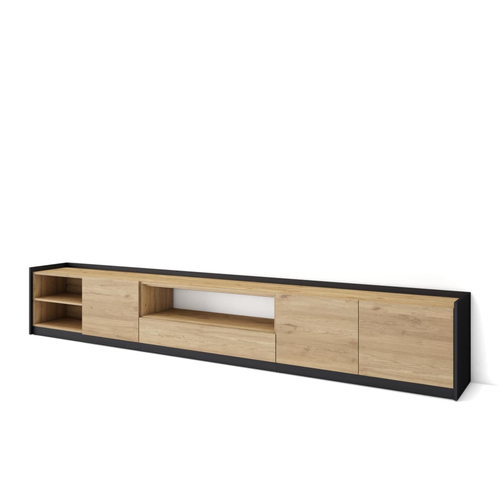 Wohnli Möbelsuche - TV-Möbel Holzeffekt eiche und schwarz 310x37x50cm