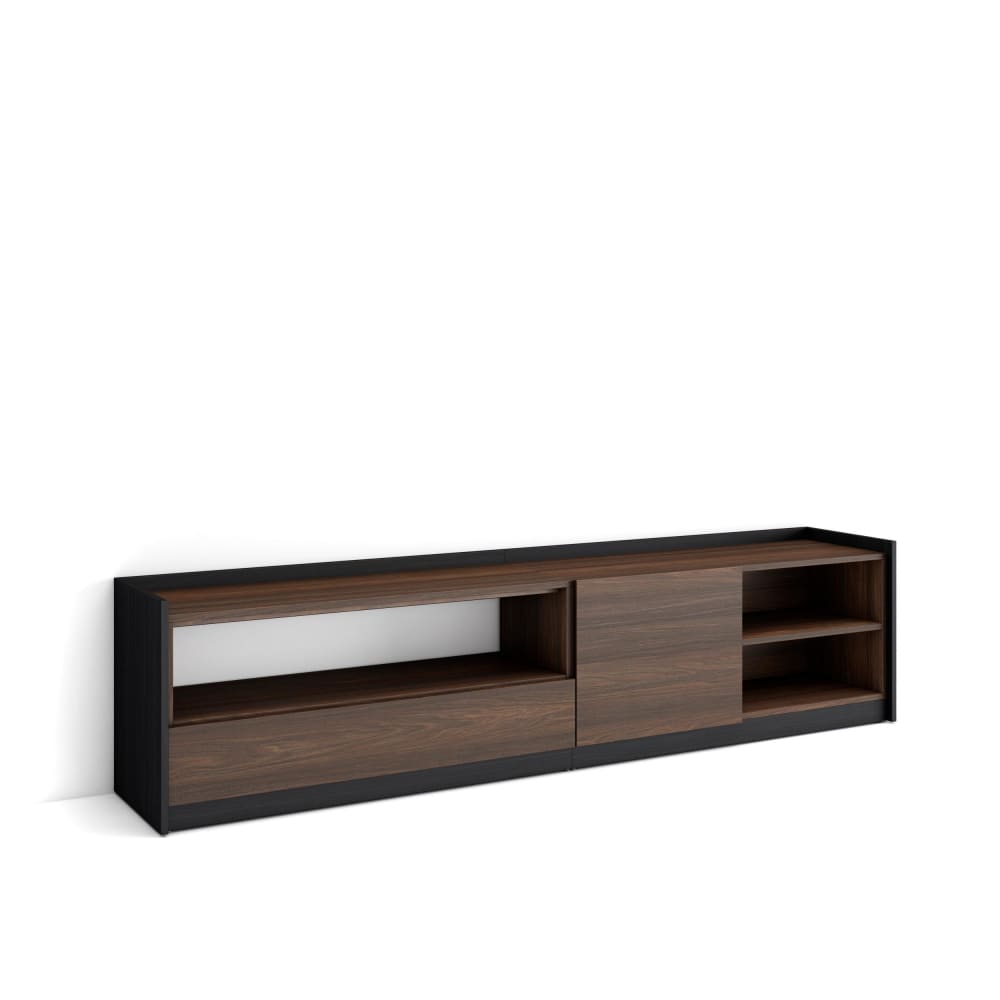 wohnli-moebel-suche-M26030226 Wohnli Möbelsuche - TV-Möbel Holzeffekt dunkle Eiche und schwarz 208x37x50cm