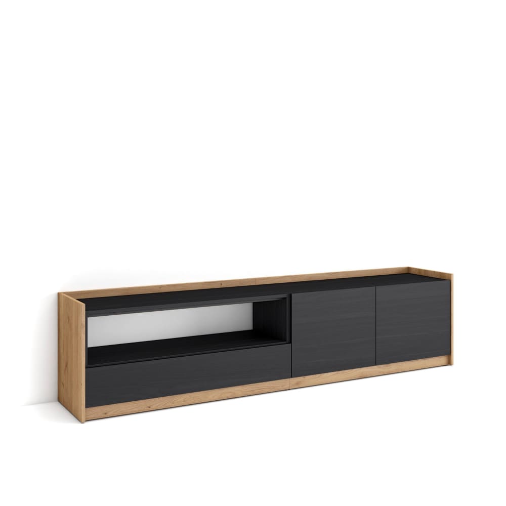 Wohnli Möbelsuche - TV-Möbel Holzeffekt schwarz und eiche 208x37x50cm