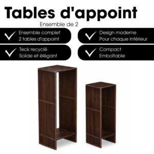 Beistelltisch Gian Dunkelbraun Holz H86xB27xL33cm 33x86x27cm Holz Braun Mica Decorations Möbel Wohnzimmermöbel Couchtische