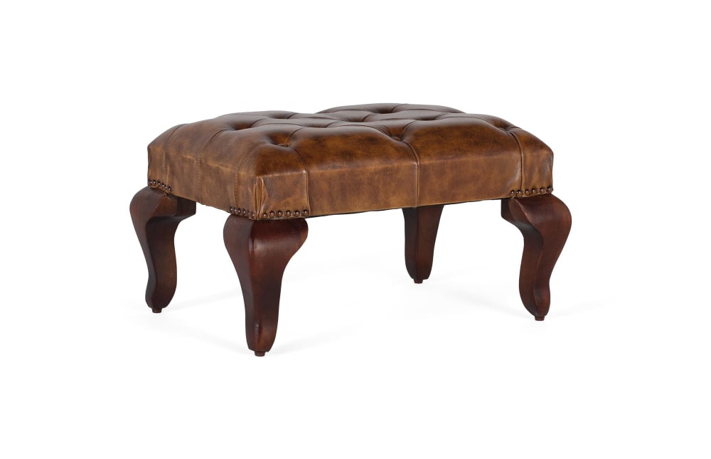 Bank aus Akazienholz mit geschwungenen Beinen 61x34x43cm Holz Braun GINER Y COLOMER Möbel Esszimmermöbel Sitzbank und Holzbank
