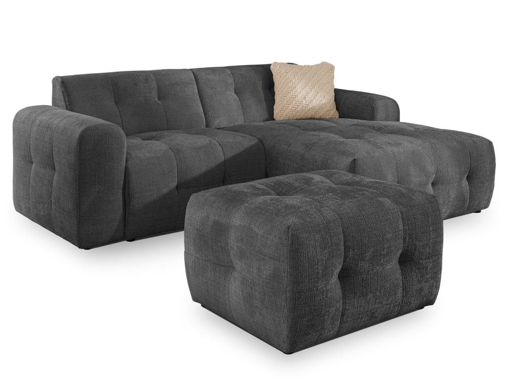 wohnli-moebel-suche-M26032290 Wohnli Möbelsuche - Ecksofa und Hocker im Bumpy-Design mit Schlaffunktion