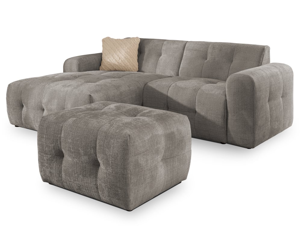 wohnli-moebel-suche-M26032293 Wohnli Möbelsuche - Ecksofa und Hocker im Bumpy-Design mit Schlaffunktion