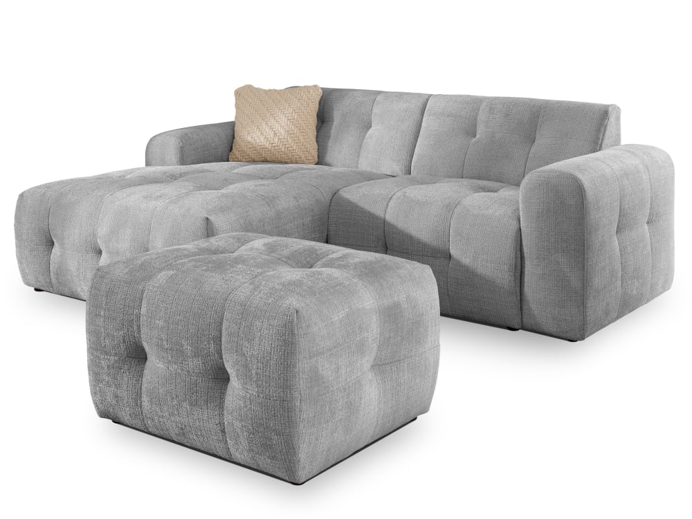 wohnli-moebel-suche-M26032299 Wohnli Möbelsuche - Ecksofa und Hocker im Bumpy-Design mit Schlaffunktion