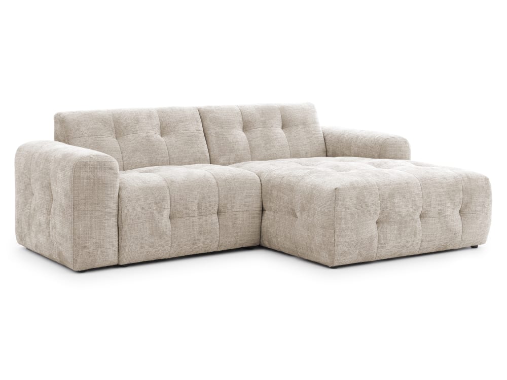 wohnli-moebel-suche-M26032300 Wohnli Möbelsuche - Ecksofa im Bumpy-Design mit feste Rückenlehne aus Dunkelbeige Chenille