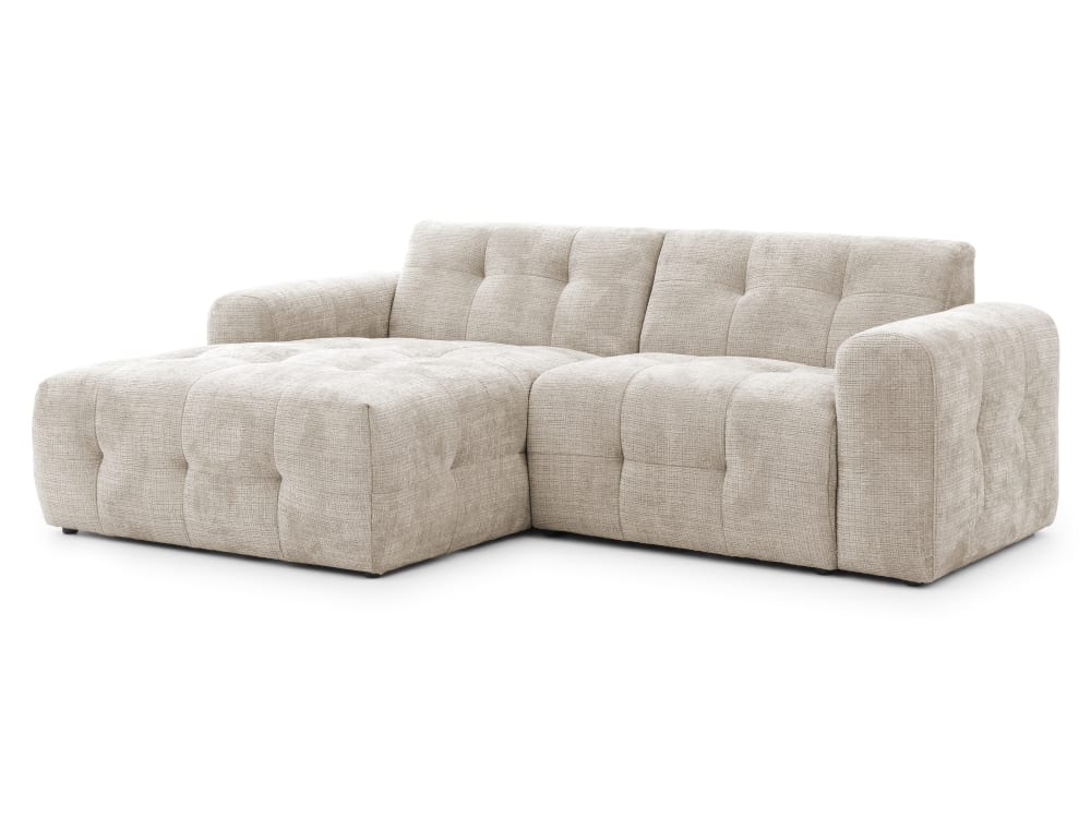 wohnli-moebel-suche-M26032301 Wohnli Möbelsuche - Ecksofa im Bumpy-Design mit feste Rückenlehne aus Dunkelbeige Chenille