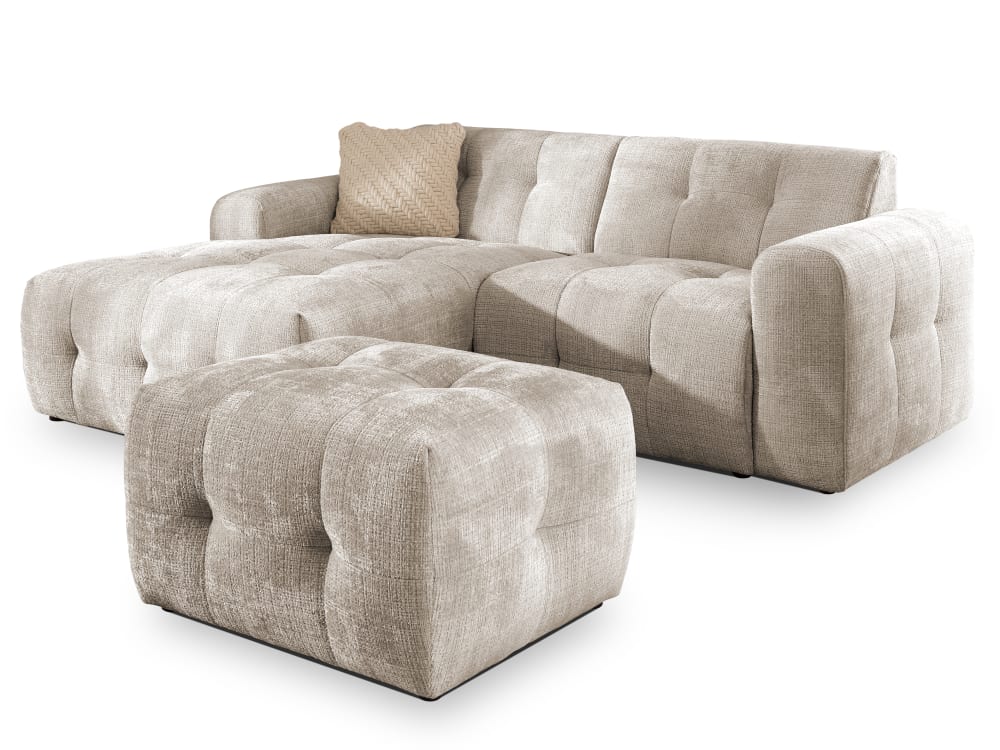 wohnli-moebel-suche-M26032304 Wohnli Möbelsuche - Ecksofa und Hocker im Bumpy-Design mit Schlaffunktion