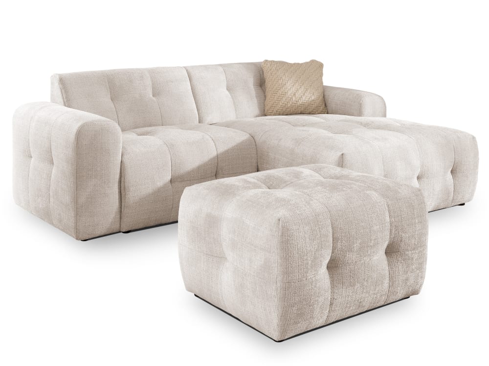 wohnli-moebel-suche-M26032305 Wohnli Möbelsuche - Ecksofa und Hocker im Bumpy-Design mit Schlaffunktion