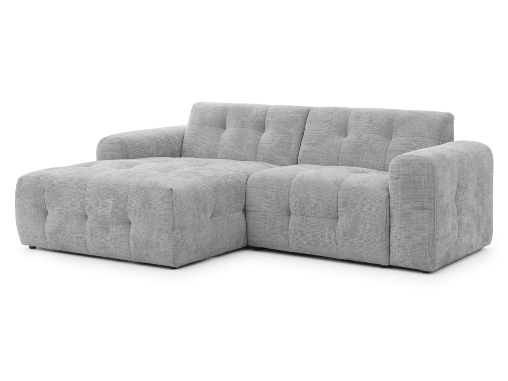 wohnli-moebel-suche-M26032307 Wohnli Möbelsuche - Ecksofa im Bumpy-Design mit fester Rückenlehne aus Hellgrau Chenille