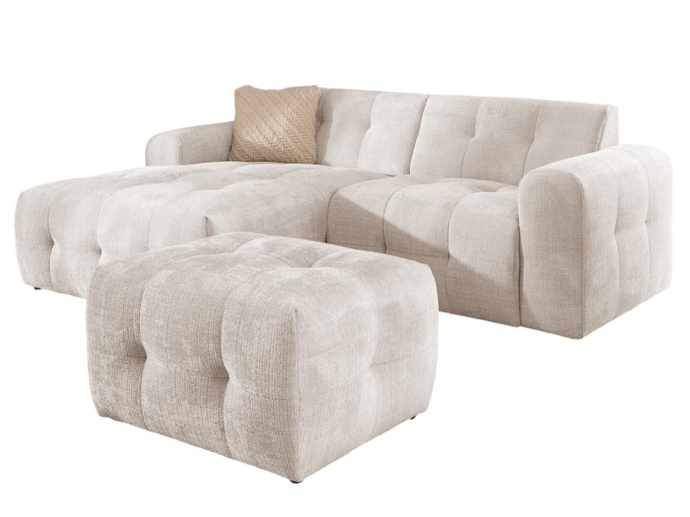 wohnli-moebel-suche-M26032310 Wohnli Möbelsuche - Ecksofa und Hocker im Bumpy-Design mit Schlaffunktion