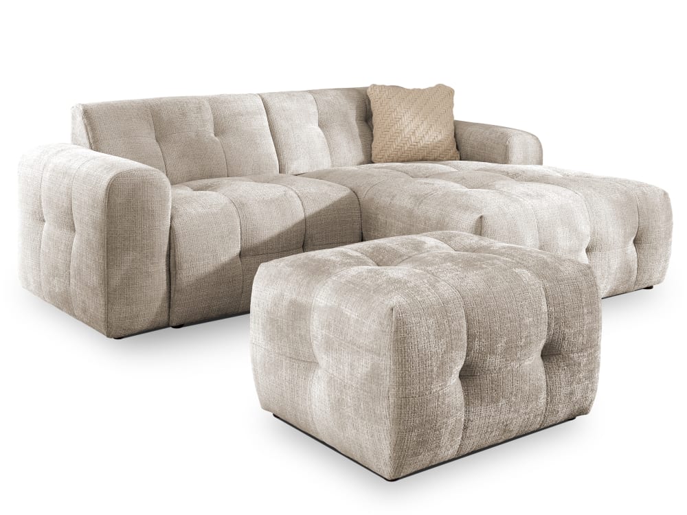 wohnli-moebel-suche-M26032313 Wohnli Möbelsuche - Ecksofa und Hocker im Bumpy-Design mit Schlaffunktion