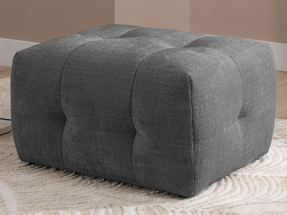 Hocker im Bumpy-Design aus weichem Grau Chenille-Stoff 68x46x87cm Holz Grau S-Style Sofas und Sessel Sessel, Poufs und Fußbänke Fußbänke