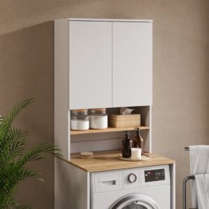 wohnli-moebel-suche-M26033853-1 Waschmaschinenschrank Weiß/Eiche Artisan 68x100 cm 68x101x29cm Spanplatte Weiß Vicco Möbel Badezimmermöbel Bad-Hochschränke