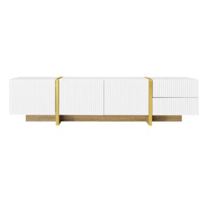 wohnli-moebel-suche-M26034003 Wohnli Möbelsuche - TV-Schrank mit 3 Türen 2 Schubladen 190 cm Weiß/Gold