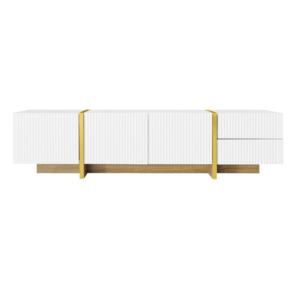 wohnli-moebel-suche-M26034003 Wohnli Möbelsuche - TV-Schrank mit 3 Türen 2 Schubladen 190 cm Weiß/Gold