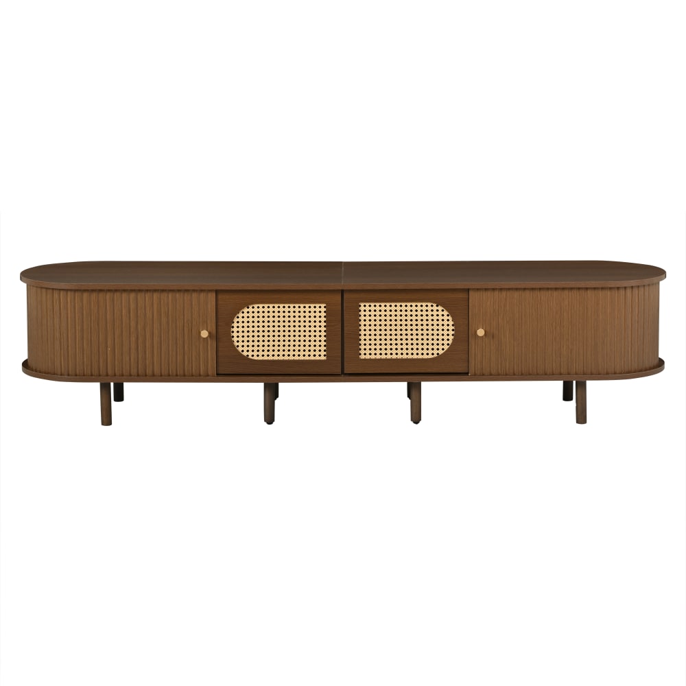 wohnli-moebel-suche-M26034009 Wohnli Möbelsuche - Ovaler TV-Ständer mit Rattan-Türen & Rollläden 180 cm