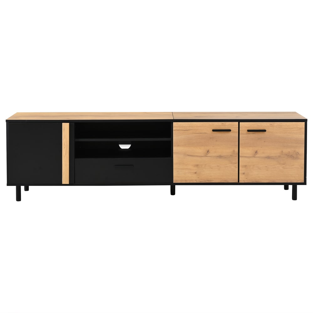 wohnli-moebel-suche-M26034011 Wohnli Möbelsuche - TV-Schrank mit 3 Türen & Schublade Spanplatte 180cm Schwarz/Holzoptik