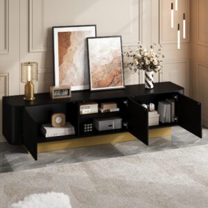wohnli-moebel-suche-M26034024-1 TV-Lowboard Stauraum Kabelmanagement Holzfaserplatte 170 cm schwarz 170x47x41cm Spanplatte Schwarz MODFU Möbel Wohnzimmermöbel TV-Möbel