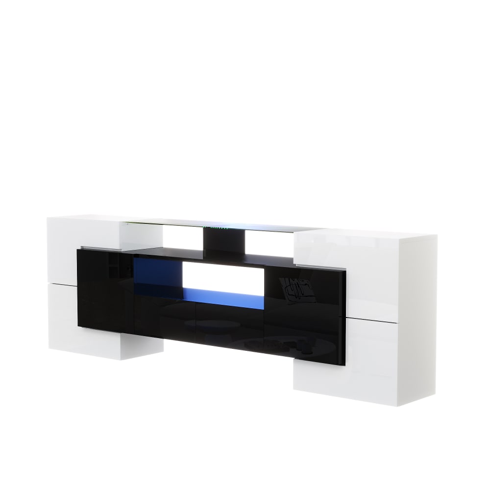 wohnli-moebel-suche-M26034026 Wohnli Möbelsuche - TV-Schrank LED 6 Türen 2 Schubladen Spanplatte 200 cm weiß/schwarz