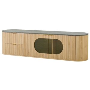 Wohnli Möbelsuche - TV-Schrank mit 3D-Türen & ovaler Glasvitrine 172 cm