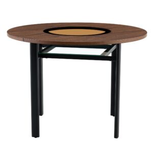 wohnli-moebel-suche-M26034081 Wohnli Möbelsuche - Runder Esstisch mit Glasintarsie Metallgestell 100 cm