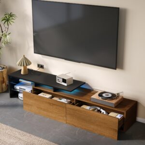 wohnli-moebel-suche-M26034083-1 Hochglanz TV-Schrank mit LED und 2 Türen 170 cm weiß 170x50x35cm Spanplatte Weiß MODFU Möbel Wohnzimmermöbel TV-Möbel