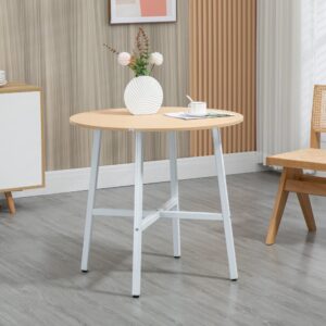Esstisch für 4 Personen Metall & Holzwerkstoff Ø80x76 cm Natur 80x76x80cm Metall Braun MODFU Möbel Esszimmermöbel Esstische