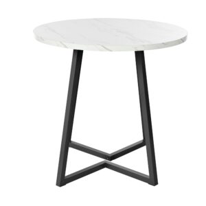 wohnli-moebel-suche-M26034127 Wohnli Möbelsuche - Runder Esstisch mit Metallgestell Marmormuster Ø80 cm Weiß